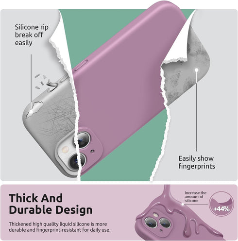 SURPHY Designed for iPhone 15 Case with Screen Protector and Lanyard, Phone Strap and Liquid Silicone Phone Case (Camera Protective + Soft Microfi...