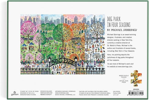 Michael Storrings Dog Park in Four Seasons 250 Piece Wood Puzzle from Galison - Artwork by Bestselling Puzzle Artist Michael Storrings, Thick and ...