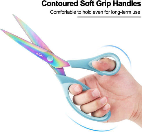 Craft Scissors, All Purpose Sharp Titanium Blade Shears, Comfortable Grips, School Scissors Set of 3 pack, Ideal for Office, Home, Sewing, Fabric,...