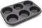 Muffin Pan 6 Cup Cupcake Baking Pan No Stick Carbon Steel Easy Clean...