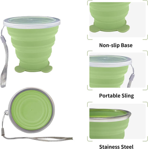 Collapsible Cup-Silicone Small Foldable Cup-Expandable Folding Drinking Cup -Reusable Portable Mugs Cup with Lids For Travel, Camping, Hiking, Out...
