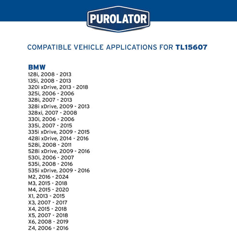 Purolator TL15607 PurolatorTECH Cartridge Oil Filter Compatible With BMW X5, X3, 328i, 328i xDrive, 335i, 535i, 535i xDrive, 320i xDrive, 528i xDr...