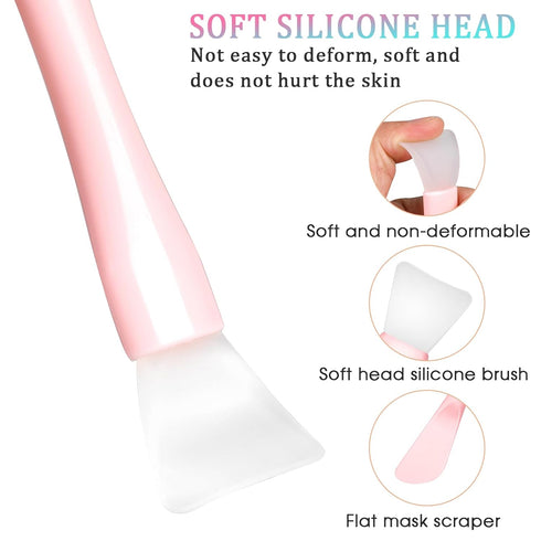Silicone Facial Mask Applicator, 4 Pcs Reusable Double-End Face Mask Brush Washable Beauty Spatula Comestic Tools for Clay, Cream, Gel, and Mud Fa...