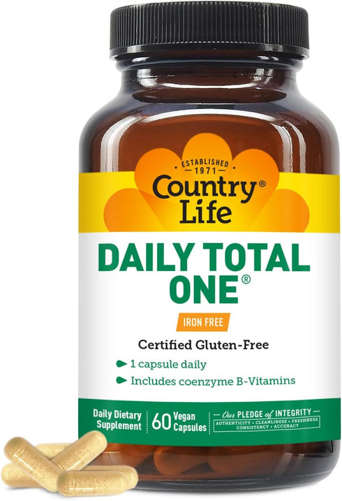 Country Life Daily Total One Multivitamin, Iron Free Once a Day Multivitamin & Multimineral Complex, Vitamins A, C, D, Including Coenzyme B-Vitami...