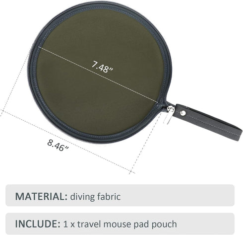 OLizee® 2 in 1 Convertible Round Travel Mouse Pad Mouse Zipper Pouch Wireless Mouse Storage Case Flat Mouse Mat Mouse Travel Bag for Outdoor Busin...