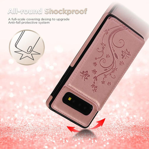 Compatible with Galaxy S10 Case Wallet, Case with Card Holder Embossed Butterfly Slim Folio Leather Cover Shockproof Kickstand with Credit Card Sl...