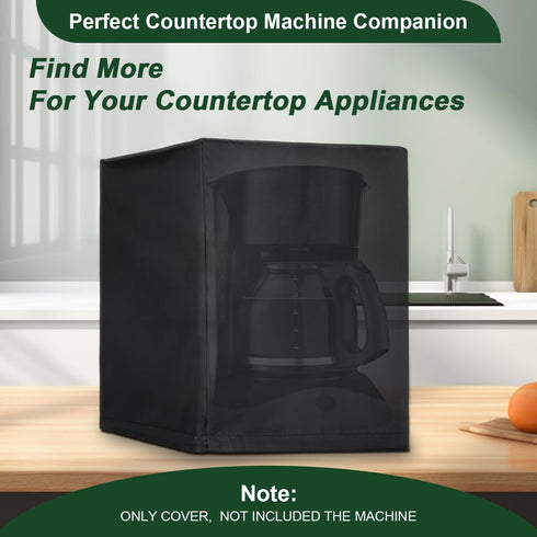 Coffee Maker Dustproof Cover, Universal Waterproof Shield for Countertop Appliances in Home, Garage and Office, Black...