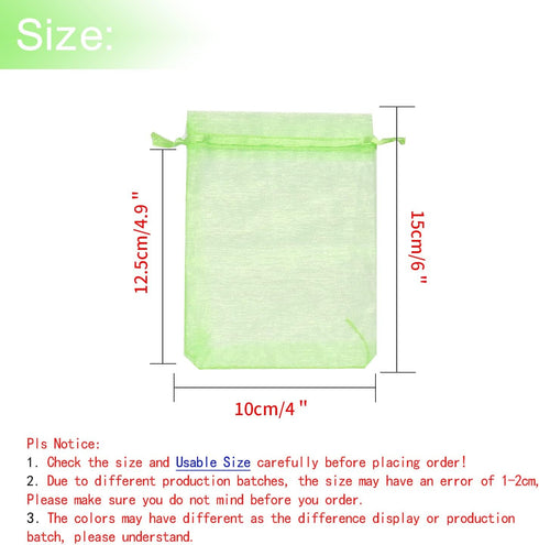 100Pcs Organza Bags, 4x6 Inch Sheer Drawstring Gift Bags, Light Green Organza Jewelry Pouches, Wedding Party Favor Pouches, Jewelry, Cosmic Busine...