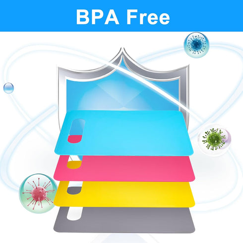 Flexible Cutting Board BPA Free 4 Colored Plastic Cutting Board Mat Set, Dishwasher Safe, 11.4 IN x 7.5 IN, 2mm Thickness...
