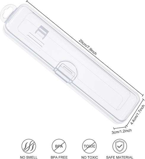 Toothbrush Case 2 Packs, Transparent Toothbrush Travel Case, Plastic Toothbrush Holder Travel Size, 7.87 x 1.85 x 1.18 inches Portable Toothbrush ...