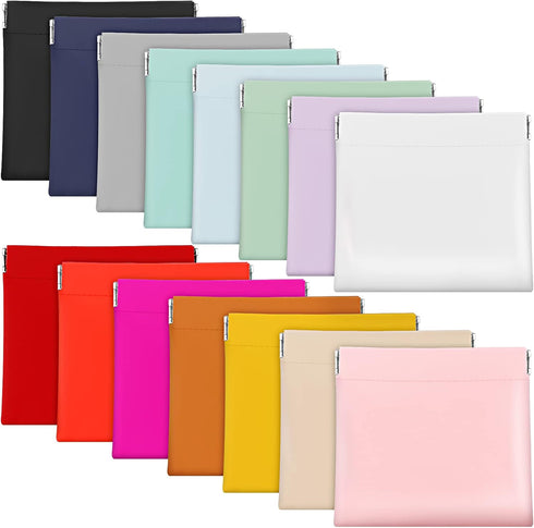 BBTO 15 Pcs Lambskin Small Makeup Bag Waterproof Leather Pocket Cosmetic Bag No Zipper Self Closing Small Cosmetic Bag Cosmetic Pouch Travel Stora...