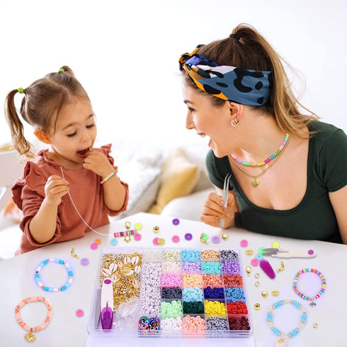 JOICEE 4400pcs Clay Beads for Bracelet Making Kit, Friendship Bracelet Beads Flat Preppy Beads for Jewelry Necklace Earring Making,Aesthetic Boho ...