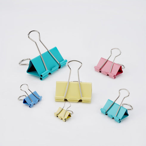 Medium Binder Clips and Paper Clips, Metal Paper Clamps Colourful Binder Clips Assorted Sizes...