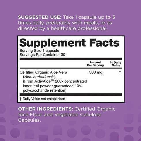nbpure Organic Aloe Vera, Restore Gut Balance, Immunity Support and Digestive Wellness 30, Vegan Capsules...