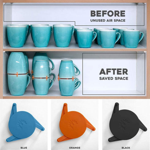 ELYPRO Mug Stacker 6-Pack – Coffee Mug Rack & Mug Organizer | Stackable Cup Holder for Coffee Bar & Kitchen, Under Cabinet Mug Holder – Space-Savi...