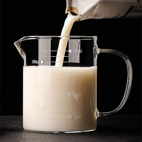 DEVILMAYCARE Glass Beaker with Handle and Lid, Measuring Cup for Easy Visibility, Baking, Cooking, Pouring Liquid 12 Oz (350ML)...