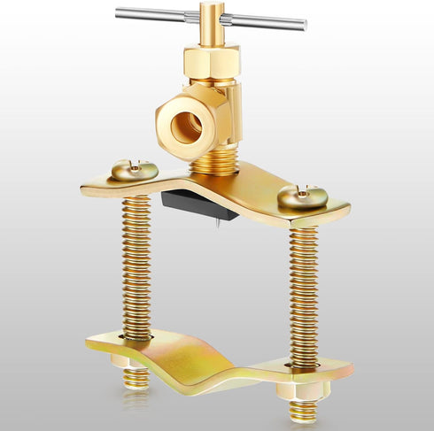 2 Pcs Brass Self Piercing Saddle Valve Copper Self Tapping Valve with 1/4 Inch Compression Outlet for 3/8 to 1-5/16 Inch Water Pipe Supply...