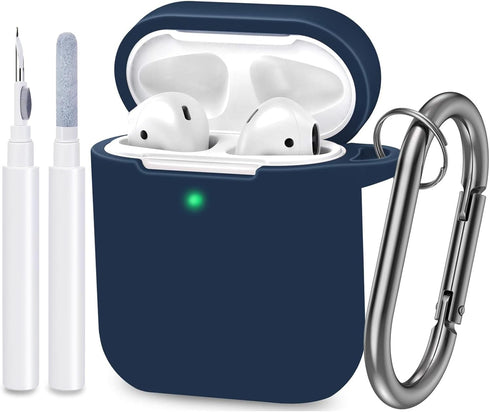 ATUAT Compatible with AirPods Case Cover, Full Protective Silicone Skin Dust-Proof Designed for Apple AirPods 1st 2nd Generation with Keychain, Fr...