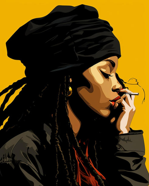 Tucocoo Fashion Black Girl Wearing a Hat Paint by Bumbers for Adults Gorgeous African American DIY Paint by Numbers Acrylic Paint Canvas Girls Roo...
