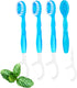 5 in 1 Mini Disposable Toothbrushes with Toothpaste Travel Portable Toothbrush with Toothpaste + Tongue Scraper + Picks+Floss Travel Case (Mint, 2...