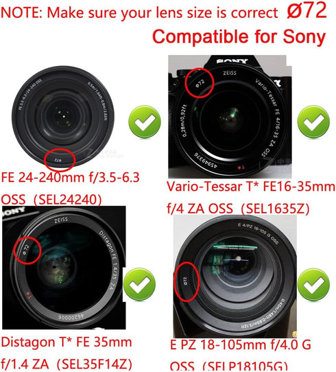 72mm Lens Cap Cover Compatible for Canon R3 R5 kit RF 24-240mm, for NIKKOR 18-200mm Lens (2 Pack)...