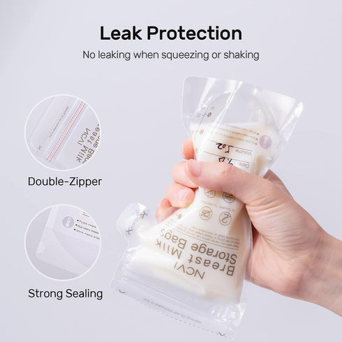 NCVI Breastmilk Storage Bags, 50 Count Milk Storage Bags for Breastfeeding, 7oz Breast Milk Storage Bags with Temp-Sensing, Doubled-Sealed, Hygien...