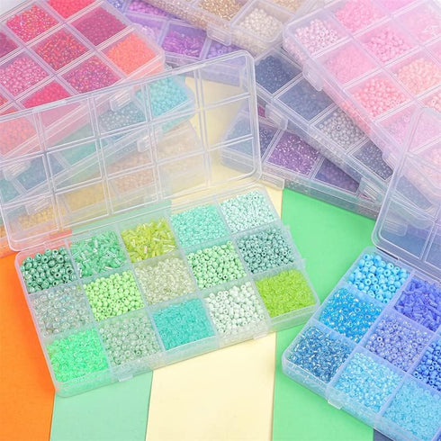 Mix 15 Color Glass Seed Beads Tube Beads Glass Bugle Beads Loose Kit for Jewelry Making DIY Craft Beading (Mix 15 Color, Gold)...