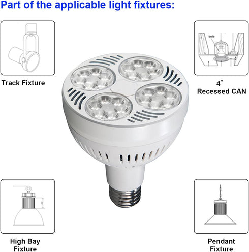 LED PAR30 Spotlight 35W 2900 Lumen 10000K 45° Cool White for Jewelry Lighting for Commercial Lighting...