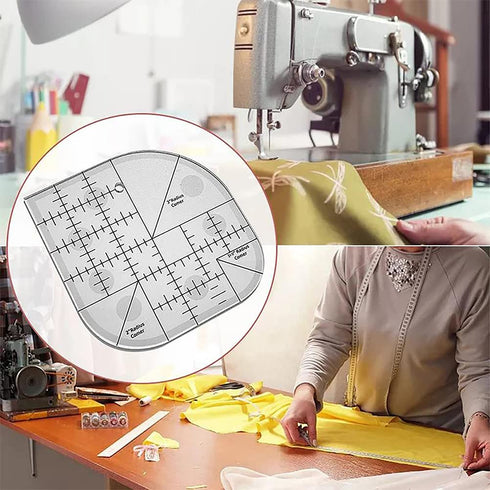 Curved Corner Cutter Ruler, Acrylic Sewing Patchwork Ruler Transparent Templates Creative Quilt Ruler Template Patchwork Tool DIY Sewing Supplies,...