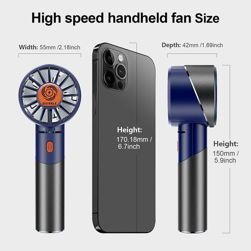 Handheld Fan,Portable Turbo Fan,Powerful Personal Fan(7000rpm High-Speed Motor,Battery Work 3-16 H),USB Rechargeable Mini Handheld Fan for Travel/...