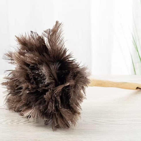 Dust Artifact Ostrich Feather Duster, Feather Duster Fluffy Natural Ostrich Feather with Wooden Handle and Eco-Friendly Reusable Ostrich Feather D...