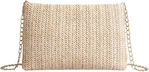 Verdusa Women's Summer Woven Handbags Square Crossbody Bag with Chain Strap...