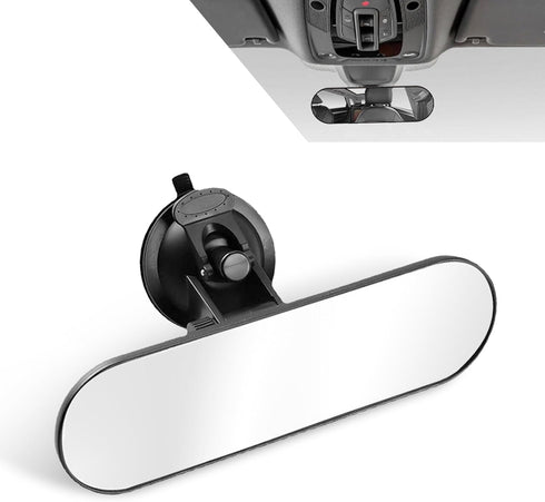 1 PC Car Rear View Mirror with Suction Cup, 8.66In x 2.55In Adjustable HD Vehicle Interior Rear View Mirror Replacement, Universal Wide Angle Auto...