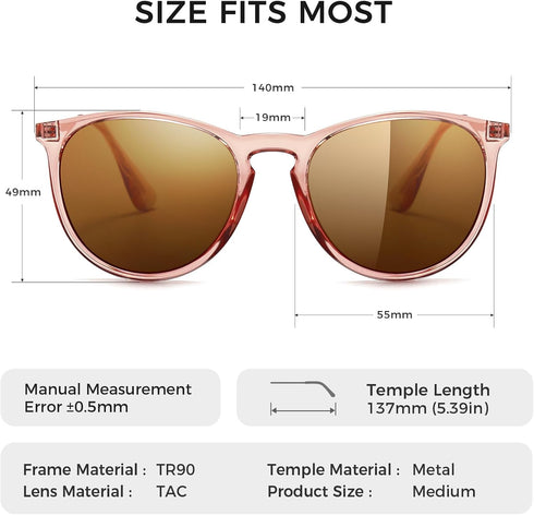 SUNGAIT Premium Vintage Round Sunglasses for Women Men Classic Retro Trendy Style...