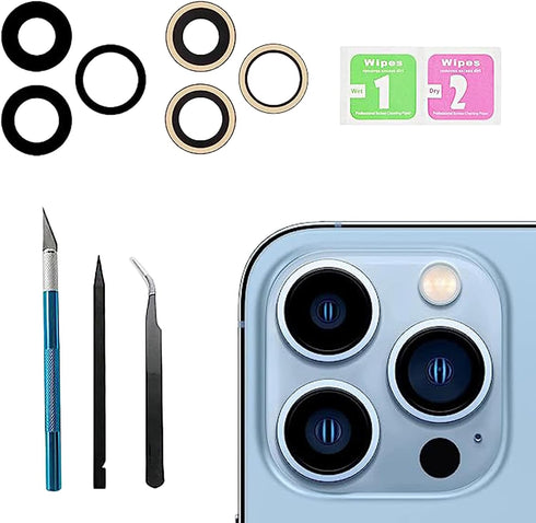 3 Pcs 13 Pro Camera Lens Glass Replacement for iPhone 13 Pro,13 Pro Back Rear Camera Lens Replacement with Pre-Installed Adhesive, Back Glass Came...