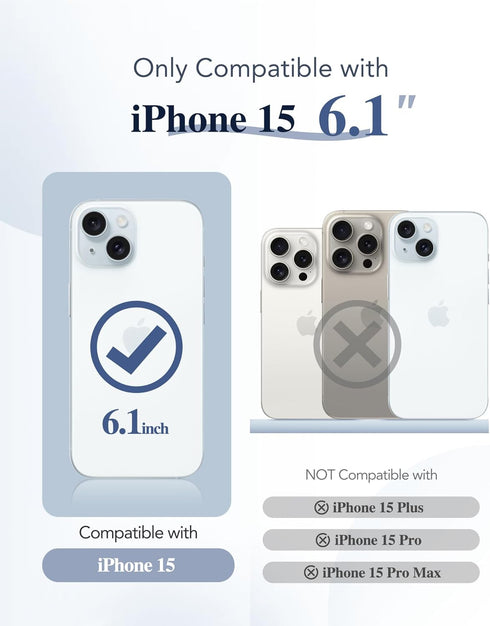 BERFY Magnetic for iPhone 15 Case Compatible with Magsafe, Full Body Rugged Case Built-in 9H Tempered Glass Screen Protector & Full Camera Protect...