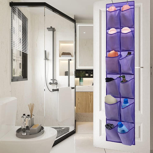 Hanging Storage Organizer Over the Door Shoes Organizer Kids Shoe Rack with 12 Large Fabric Pockets for Closet Shoe Holder Hanger (PURPLE)...