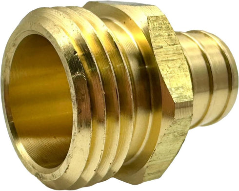 Brass Garden Hose Adapter Fitting, 3/4” PEX Barb and 3/4” GHT Male Connector, Heavy-Duty High-Pressure Support, Rust and Corrosion Resistant...