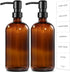 GMISUN Amber Glass Soap Dispenser, 2 Pack Bathroom Hand Soap Dispensers with Stainless Steel Pump, 17 Fl Oz Kitchen Hand and Dish Soap Dispenser S...