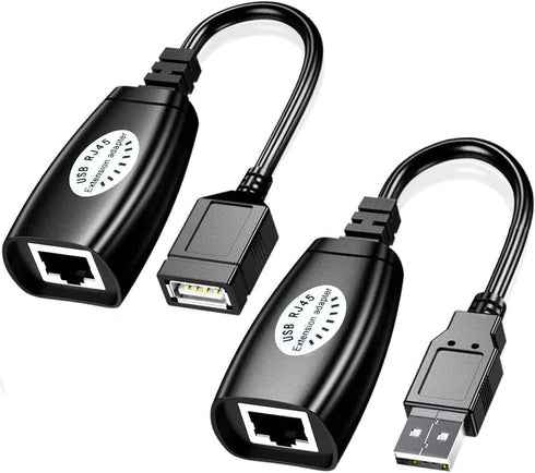 USB Extender Over RJ45 Cat 6/5/5e Adapter, RJ45 Ethernet Splitter to USB Extension UP to 50m/164ft, Compatible with Computers, Mobile Phones, Mice...