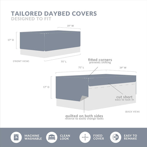 Madison Park Daybed Cover Set Damask Quilted Cover for Daybeds, All Season, Pre-washed Cotton-Filled Coastal Bedding with Scallop Edge, Shams, Bed...