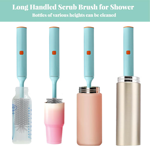 Electric Cleaning Brush with USB Rechargeable Electric Bottle Brush Cleaner and 3 Replaceable Silicone Bottle Brushes and Straw Cleaner Brush,Perf...