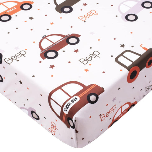 Cloele Fitted Crib Sheet - Baby Nursery Sheet 100% Polyester 1 Pack Cozy Bed Sheet for Standard Crib and Toddler Mattresses - Car Nursery Bed Shee...