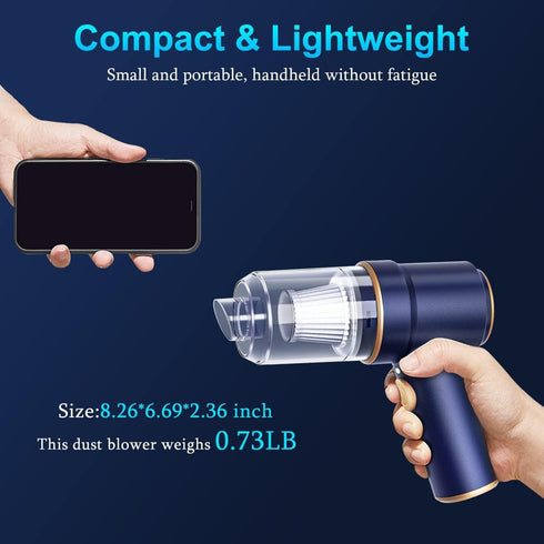 Handheld Car Vacuum Cleaner, 9000Pa Vacuum Cleaner and Air Duster, 120W High Power Wet and Dry Handheld Car Vacuum Cleaner with LED Light and Mult...