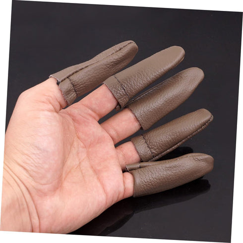 SEWOART 2pcs Finger Protectors Sewing Needles Needle Finger Cots Leather Thimbles for Hand Quilting Thumb Protector Needle Felting Copper Mini Bel...