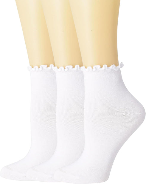 SRYL Ruffle Ankle Socks for Women's,Casual Cute Turn-Cuff Socks Soft Breathable Knit Cotton Lettuce Frilly Crew Socks Girls...