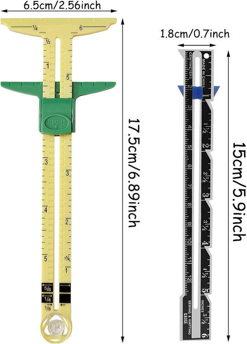 YEQIN 4 Pieces Sewing Gauge Sewing Measuring Tool, 5-in-1 Sliding Gauge Measuring Sewing Ruler Tool Fabric Quilting Ruler for Knitting Crafting Se...