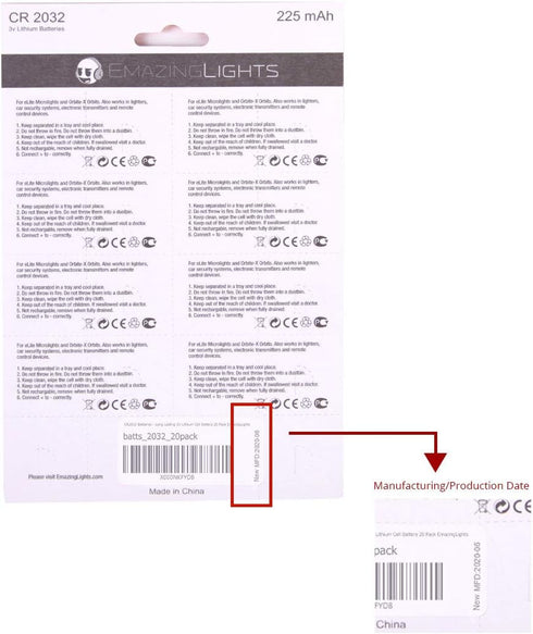 EmazingLights CR2032 Batteries 3 Volt Lithium Coin Cell 3V Button Battery (20 Pack)...