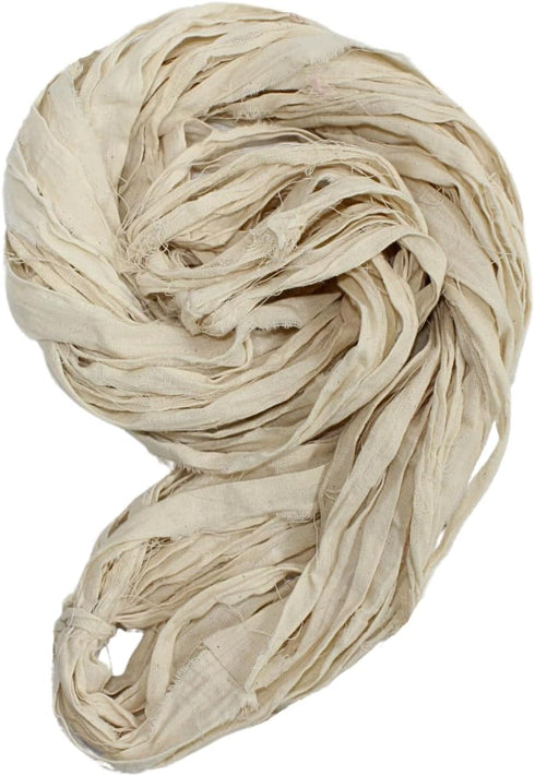 Khadi Cotton Ribbon Yarn- Used for knitting sweaters or scarves,and Unique crafts, Khadi Cotton Natural Matte ribbon yarn 22 Yards -70 Gm......