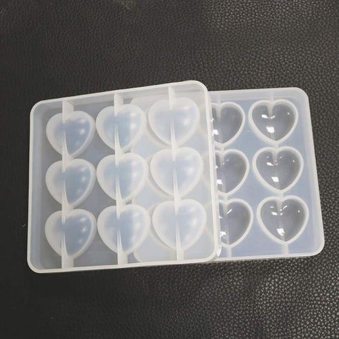 Heart Shape Epoxy Mold Silicone Mold 9Pcs 3 x 2.8cm Resin Love Heart Shape DIY Craft for Keychain Making, 1cm Depth...